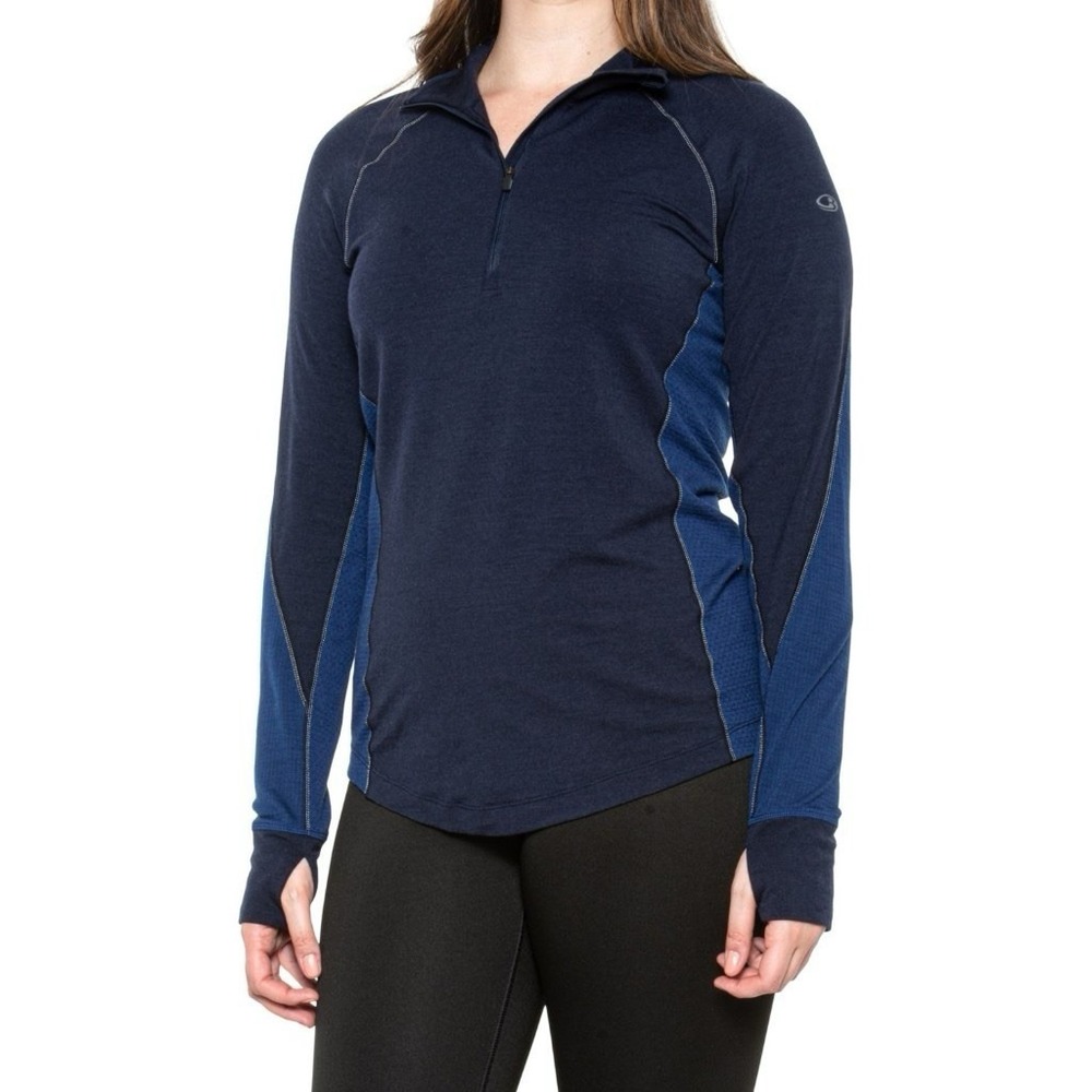 Icebreaker Womens 260 Zone Merino Wool Long‎ Sleeve Half Zip Pullover Large Blue